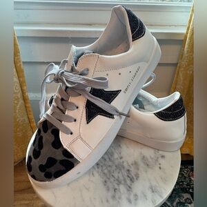 White and Black Star Simply Southern Sneakers